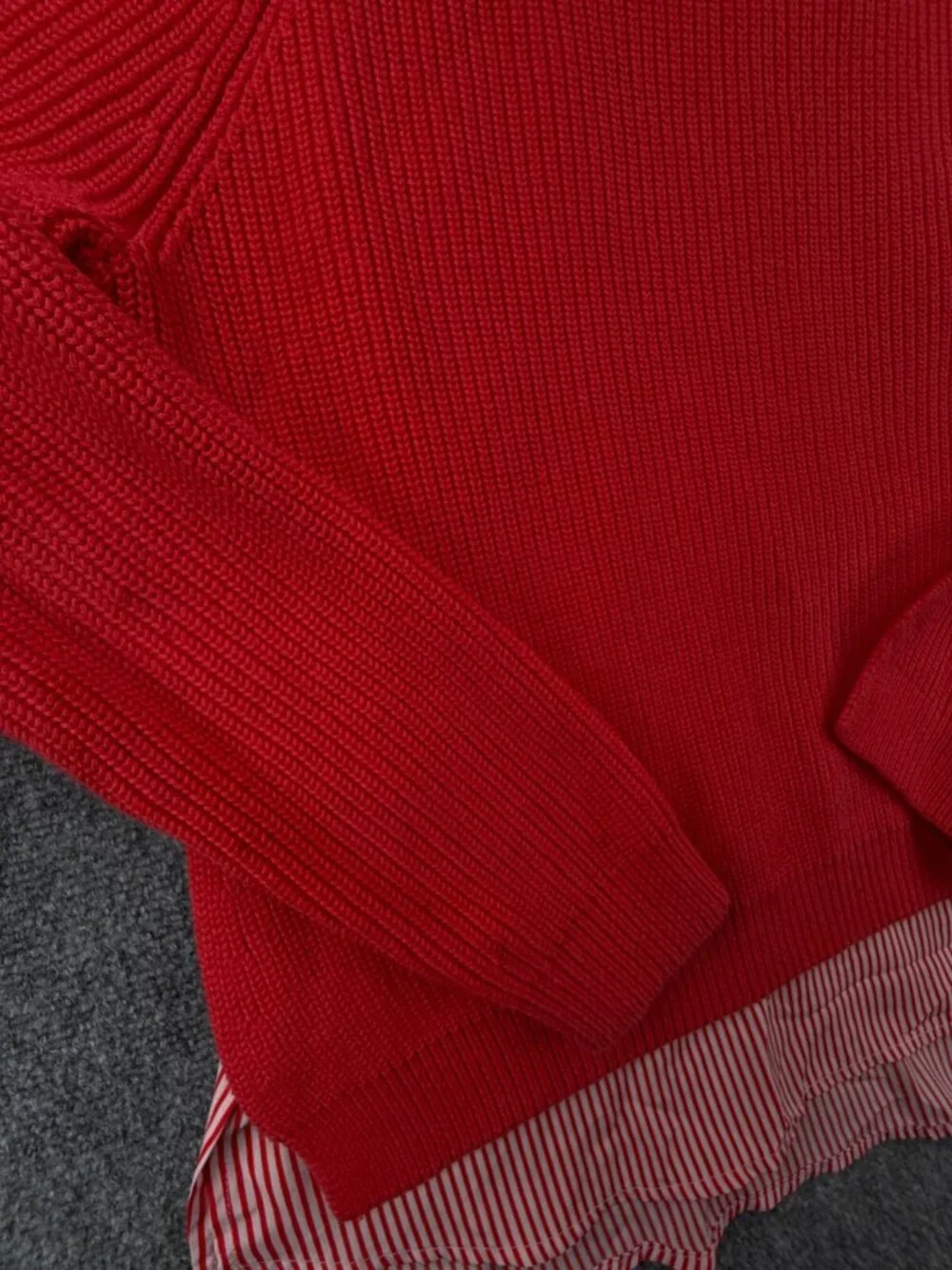 Lauren Ralph Lauren Women Preppy Shirt Lined Sweater Red Orange Large Preppy